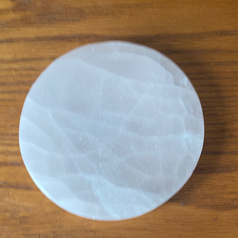 Round White Marble Selenite Charger